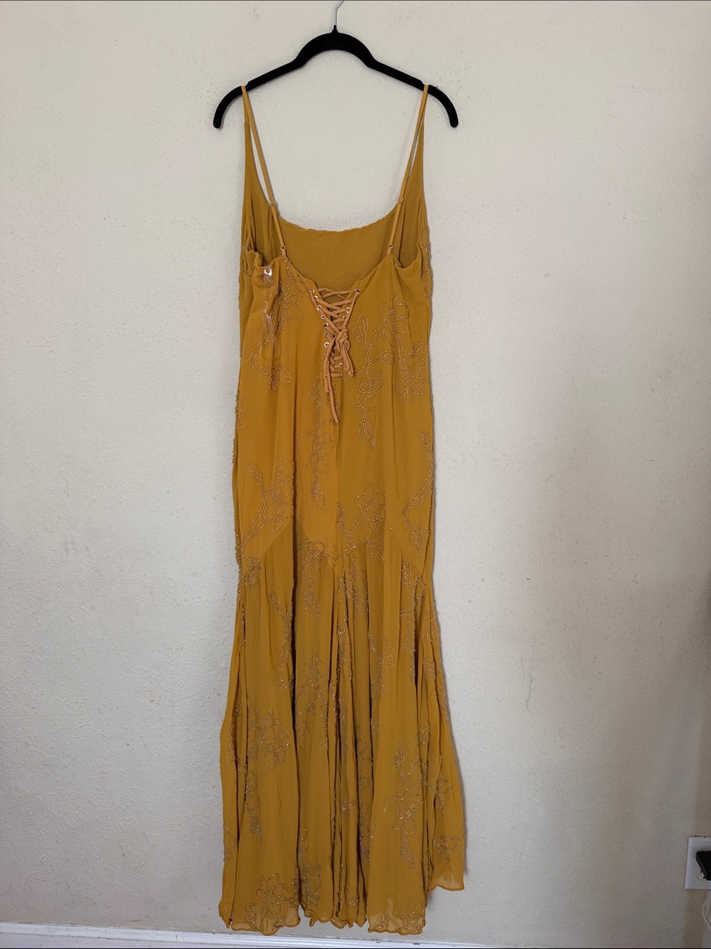 House of CB Rosalia Gold Embellished Hand Beaded Maxi Dress Yellow XL NWOT - Picture 13 of 16